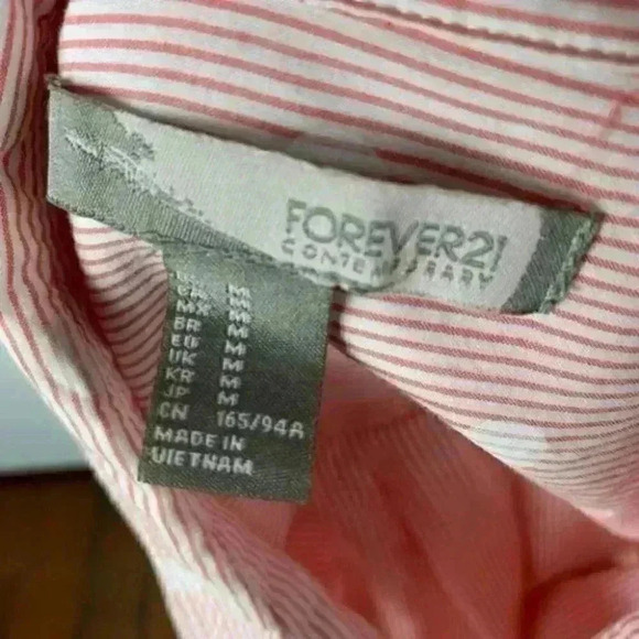 Forever 21 contemporary top sz M red white career - Picture 8 of 8